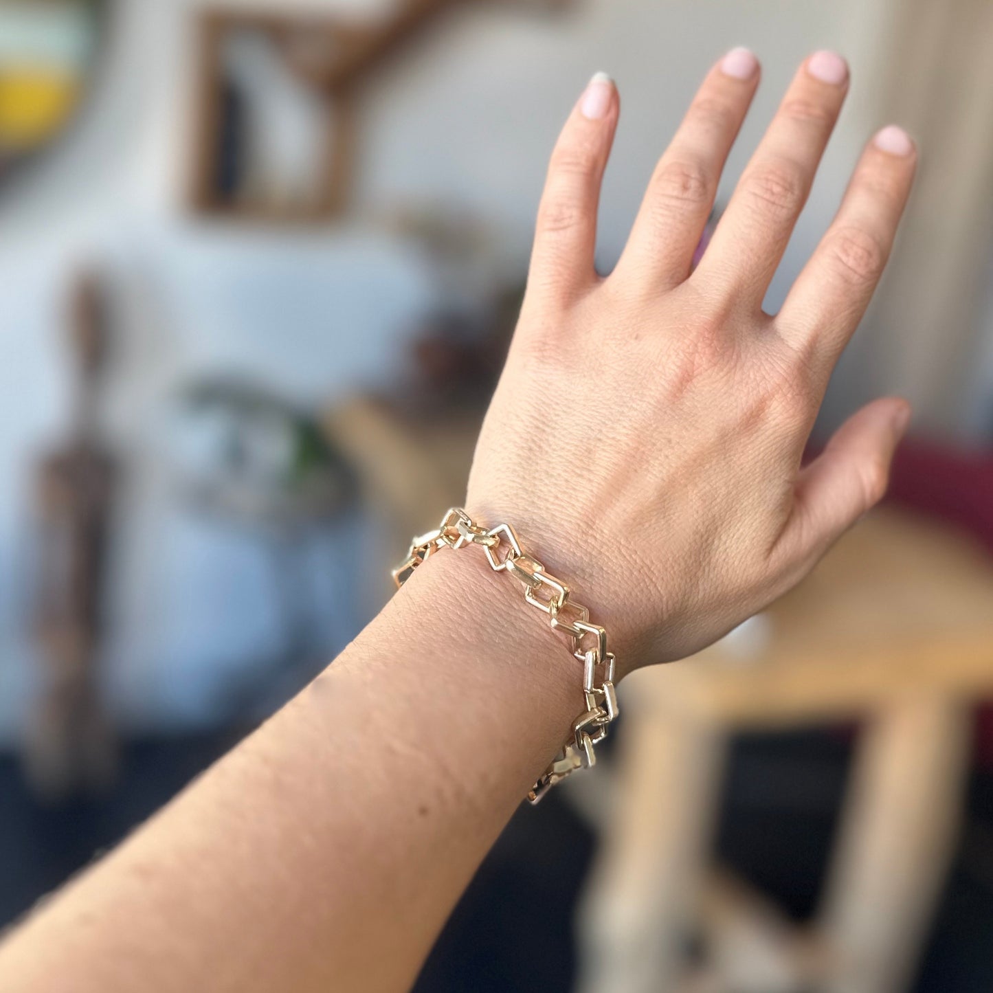 Not-So-Square Handmade Recycled Sterling Silver Chain Bracelet