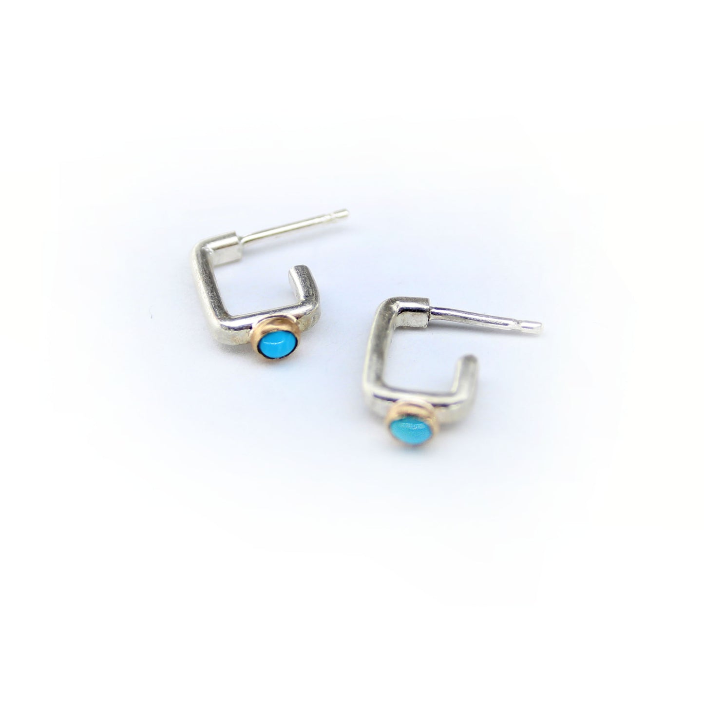Bottom set Huggie Earring in Recycled Sterling Silver and 14k