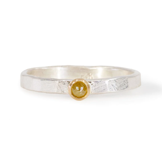 Ugly Untraceable Yellow Diamond Stacking Ring in Sterling Silver with 14k