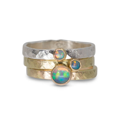 Fair Trade Australian Opal Sterling Silver 14k Stacking Ring