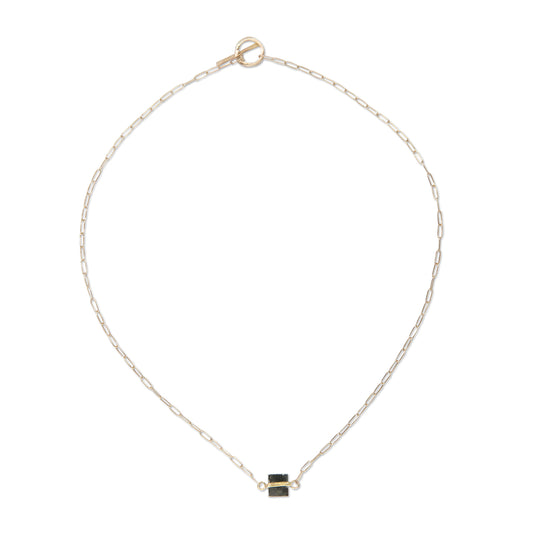 Pyrite Cube Necklace in Solid 14k Gold