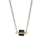 Pyrite Cube Necklace in Solid 14k Gold 4