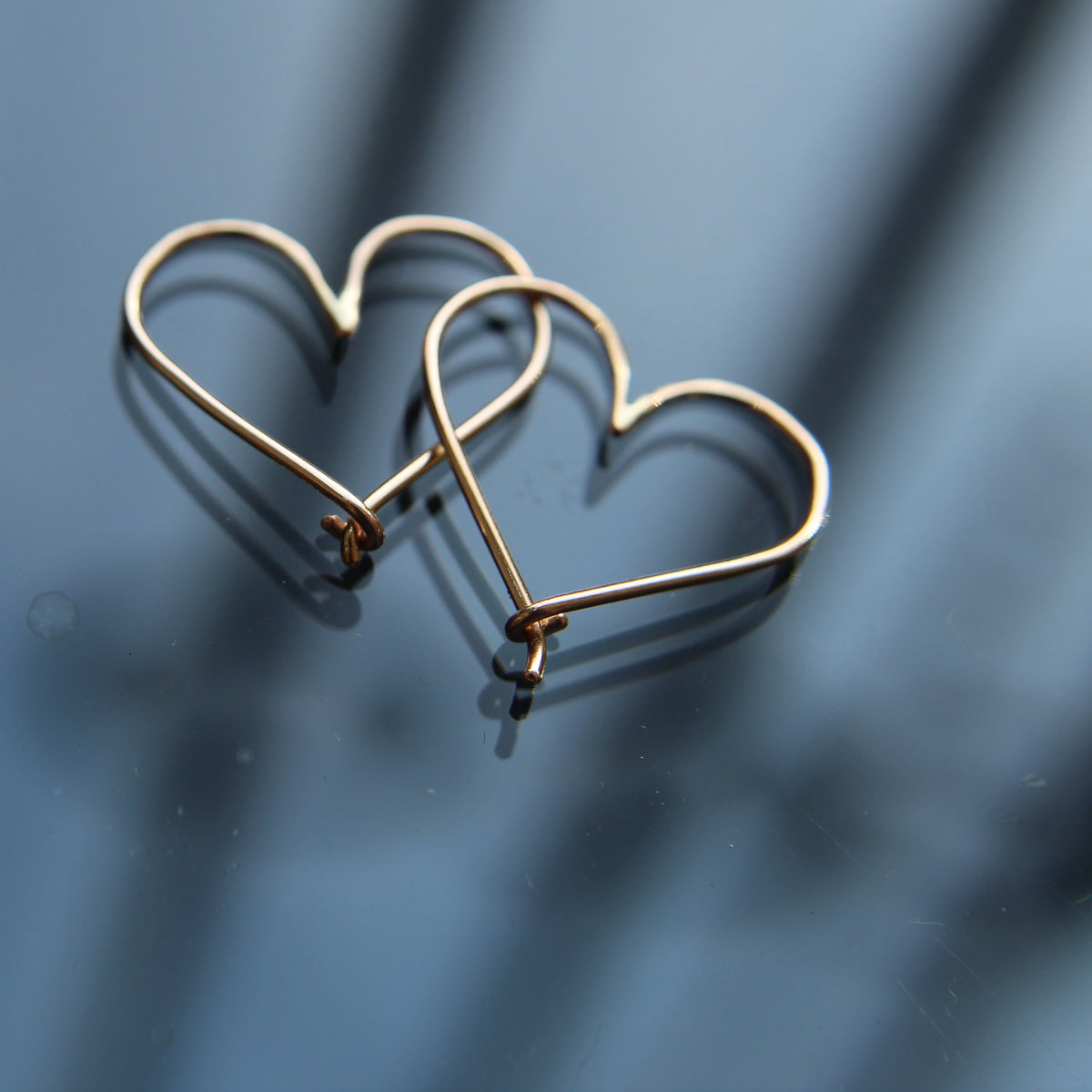 Heart Shaped Hoop Earring in Recycled Solid 14k gold