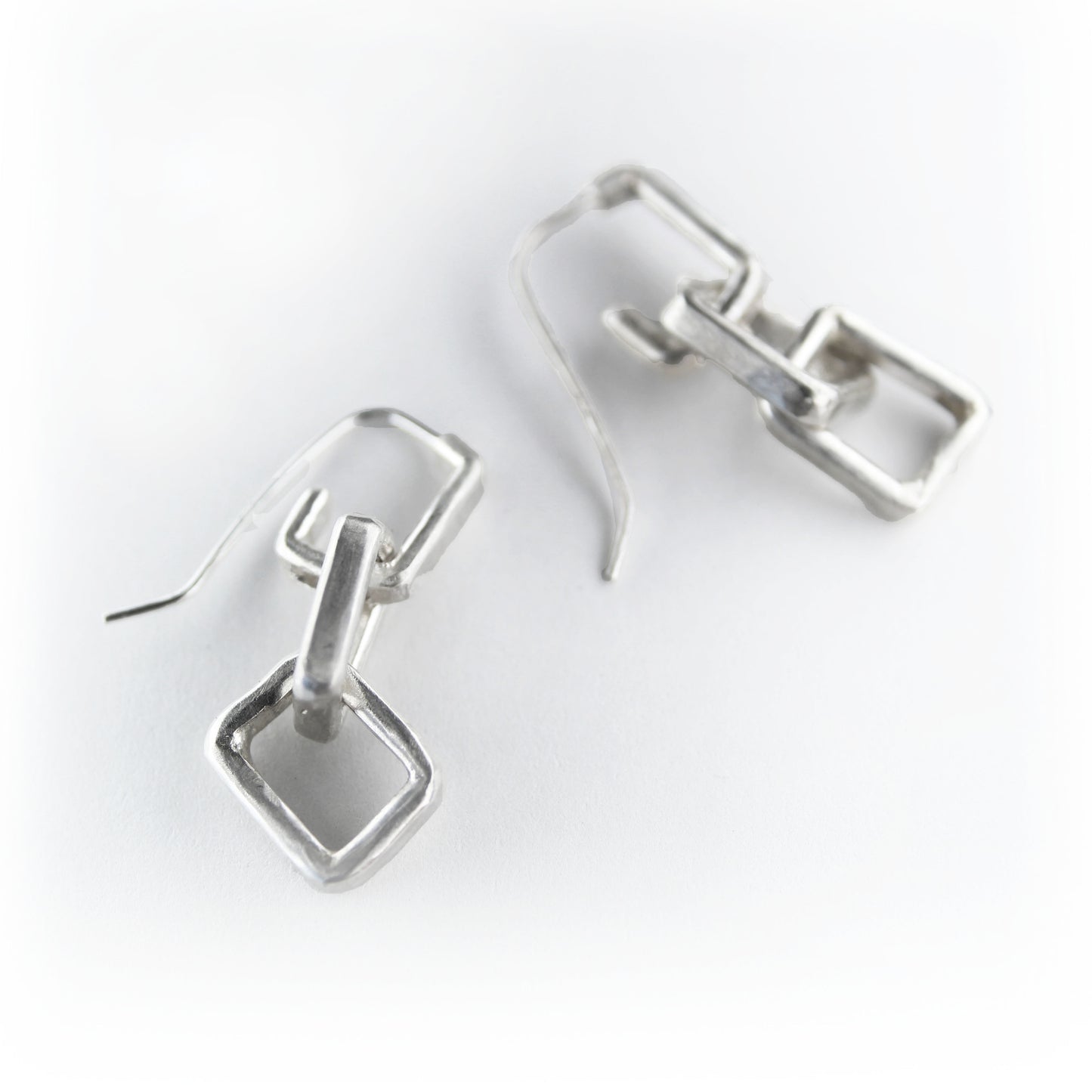 Three Link Chain Drop Earring in Recycled Sterling Silver