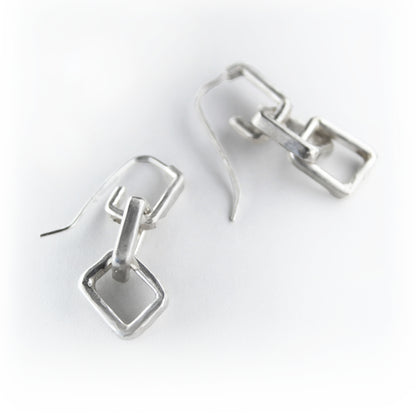 Three Link Chain Drop Earring in Recycled Sterling Silver