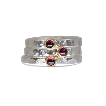 Fair Trade Anthill Garnet Sterling Silver 14k Stacking Ring