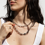Handmade Recycled Sterling Silver Chain Necklace with Natural Cubic Pyrite 2