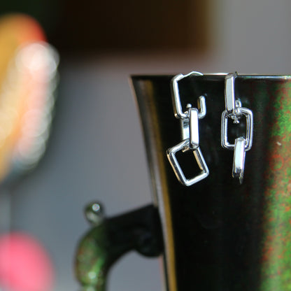 Three Link Chain Drop Earring in Recycled Sterling Silver