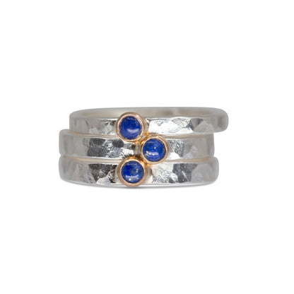 Fair Trade Chilean Lapis Sterling Silver 14k Stacking Ring