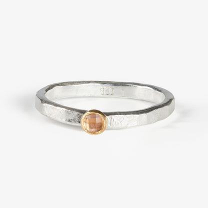 Fair Trade Oregon Sunstone Sterling Silver 14k Stacking Ring