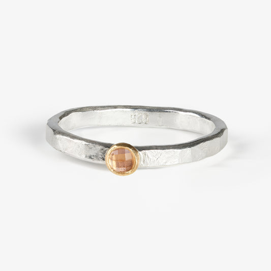 Fair Trade Oregon Sunstone Sterling Silver 14k Stacking Ring