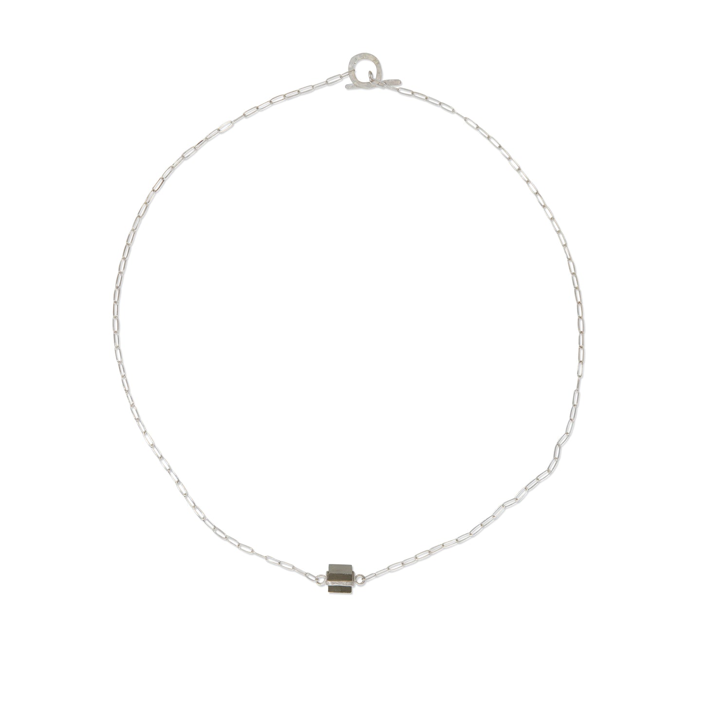 Pyrite Natural Cube Necklace in Sterling Silver