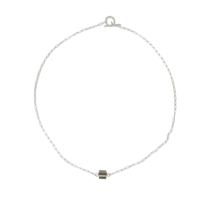 Pyrite Natural Cube Necklace in Sterling Silver