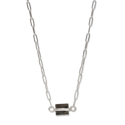 Pyrite Natural Cube Necklace in Sterling Silver