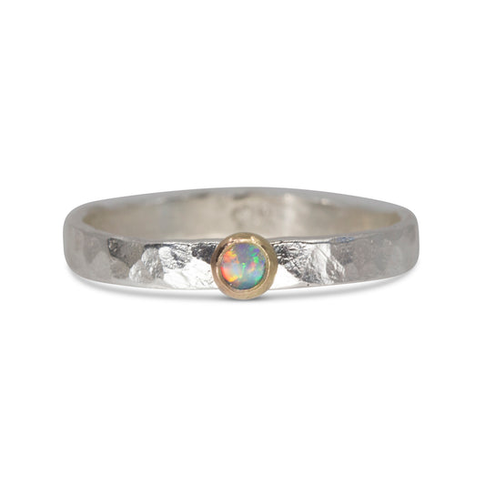 Fair Trade Australian Opal Sterling Silver 14k Stacking Ring