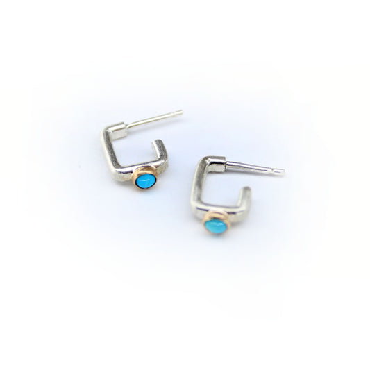 Bottom set Huggie Earring in Recycled Sterling Silver and 14k