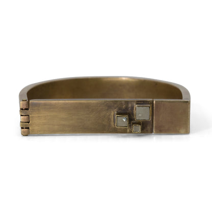 Wide Brass Single Bar Tension Cuff with Pyrite Cubes