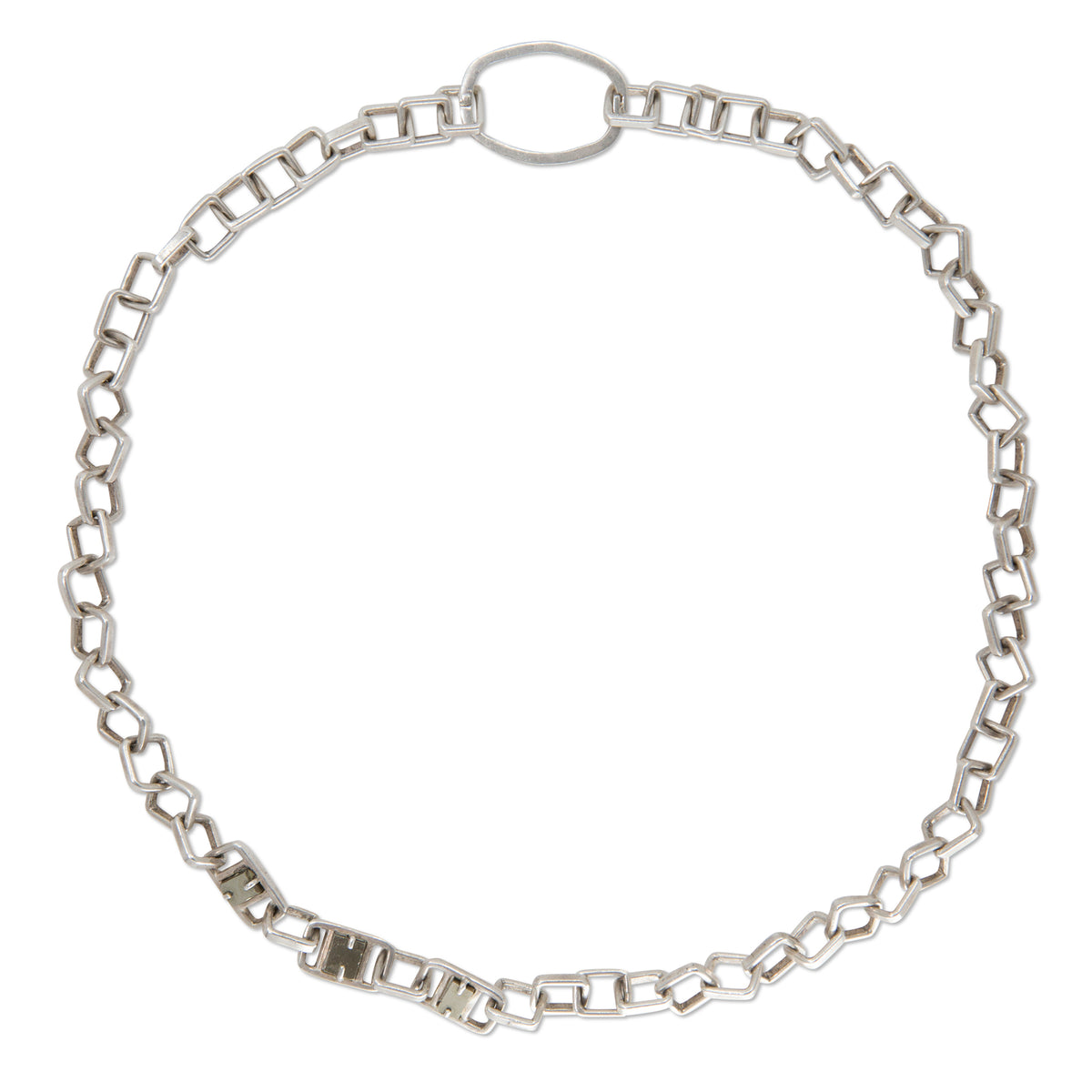 Handmade Recycled Sterling Silver Chain Necklace with Natural Cubic Pyrite