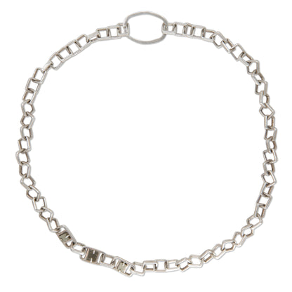 Not-So-Square Handmade Recycled Sterling Silver Chain Necklace with Natural Cubic Pyrite