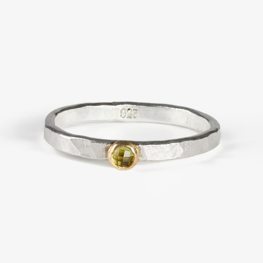 Fair Trade Arizona Peridot Sterling Silver 14k Stacking Ring