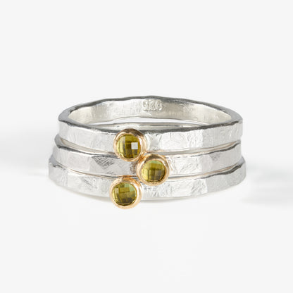Fair Trade Arizona Peridot Sterling Silver 14k Stacking Ring
