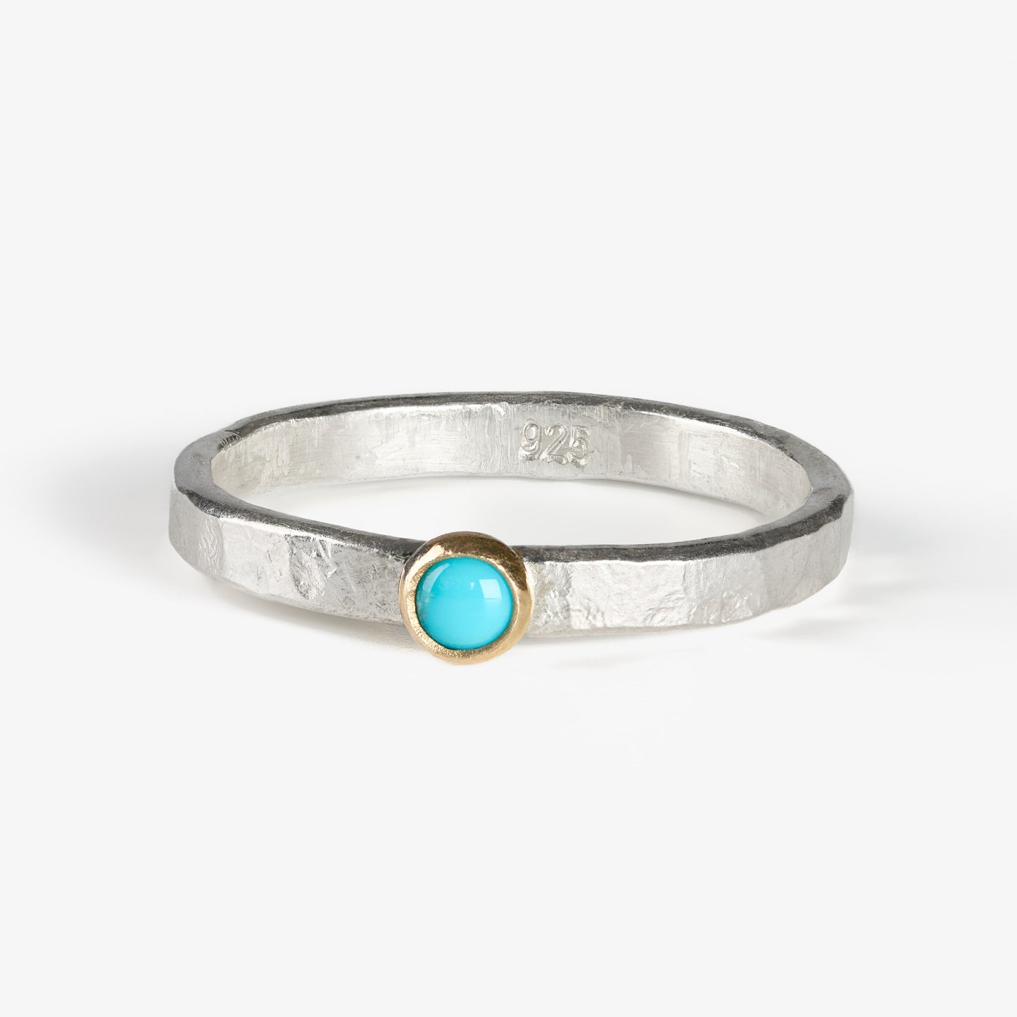 Fair Trade Arizona Turquoise Sterling Silver 14k Stacking Ring