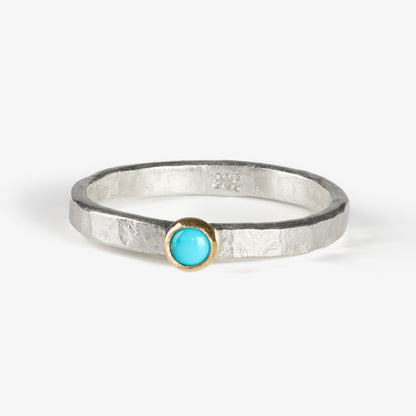 Fair Trade Arizona Turquoise Sterling Silver 14k Stacking Ring