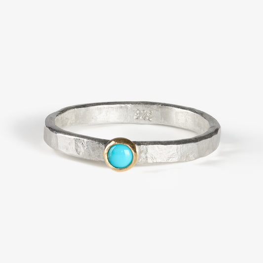 Fair Trade Arizona Turquoise Sterling Silver 14k Stacking Ring