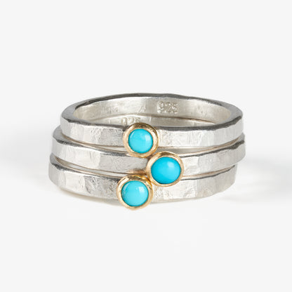 Fair Trade Arizona Turquoise Sterling Silver 14k Stacking Ring