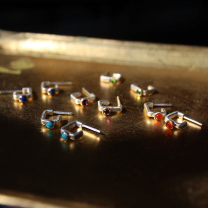 Bottom set Huggie Earring in Recycled Sterling Silver and 14k