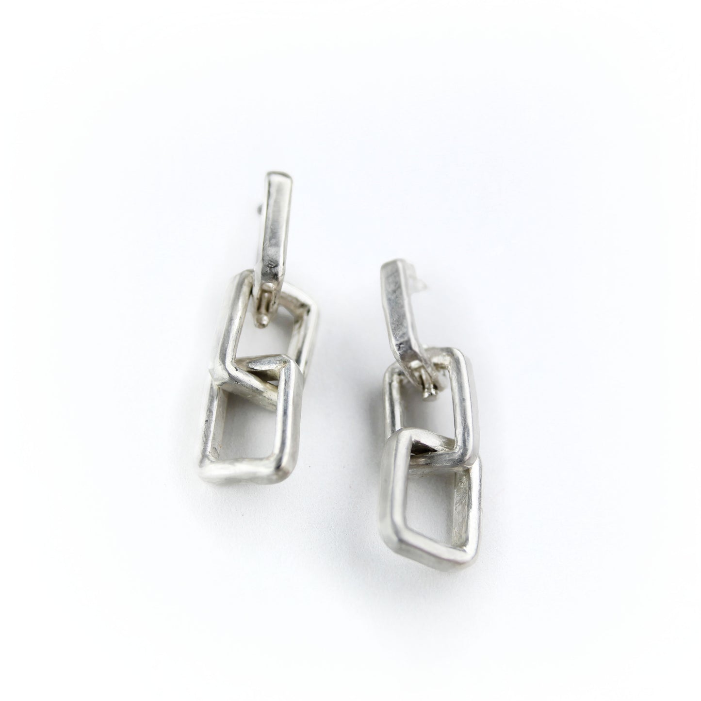 Three Link Chain Drop Earring in Recycled Sterling Silver