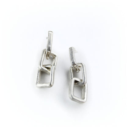 Three Link Chain Drop Earring in Recycled Sterling Silver