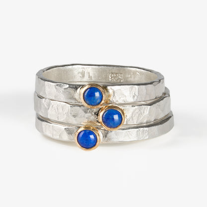 Fair Trade Chilean Lapis Sterling Silver 14k Stacking Ring
