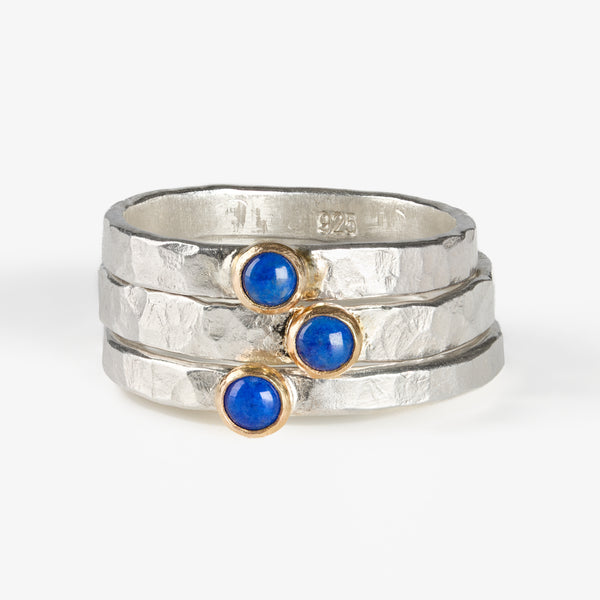 Chilean Lapis Sterling Silver 14k Stacking Ring