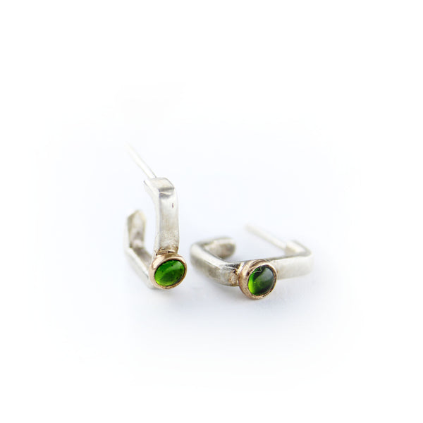 Front set Huggie Earring in Recycled Sterling Silver and 14k