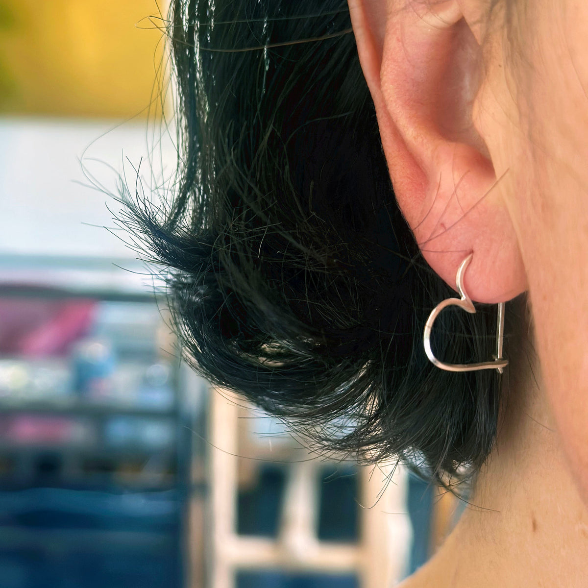 Heart Shaped Hoop Earring in Recycled Solid 14k gold