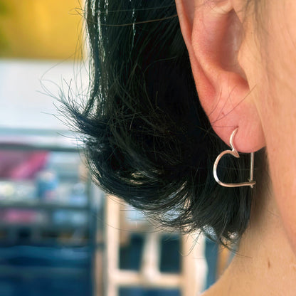 Heart Shaped Hoop Earring in Recycled Sterling Silver