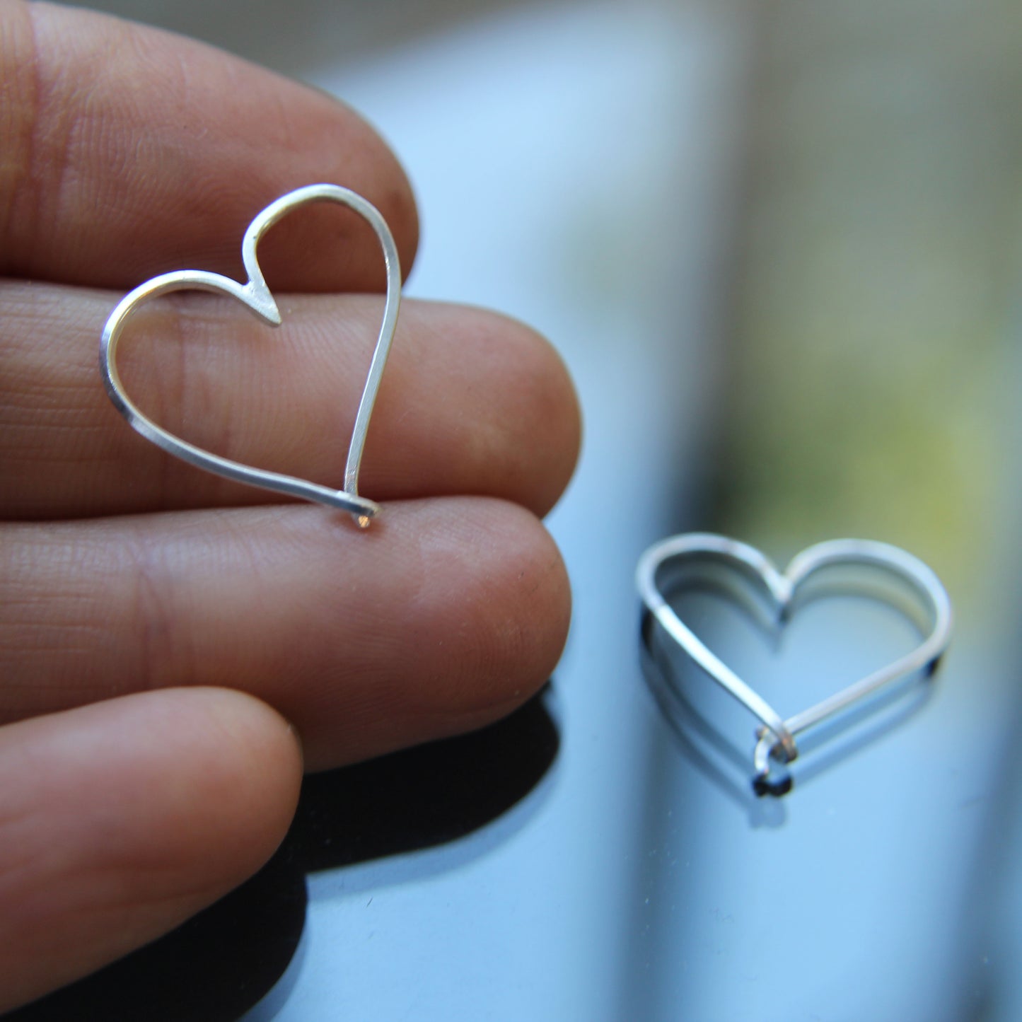 Heart Shaped Hoop Earring in Recycled Sterling Silver