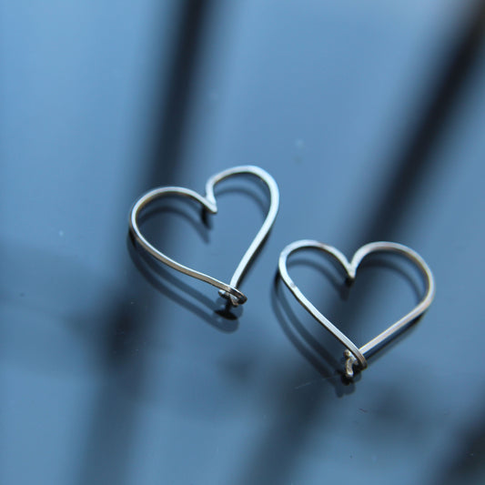 Heart Shaped Hoop Earring in Recycled Sterling Silver