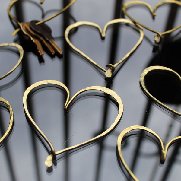 Hammered Brass Heart Shaped Keychain