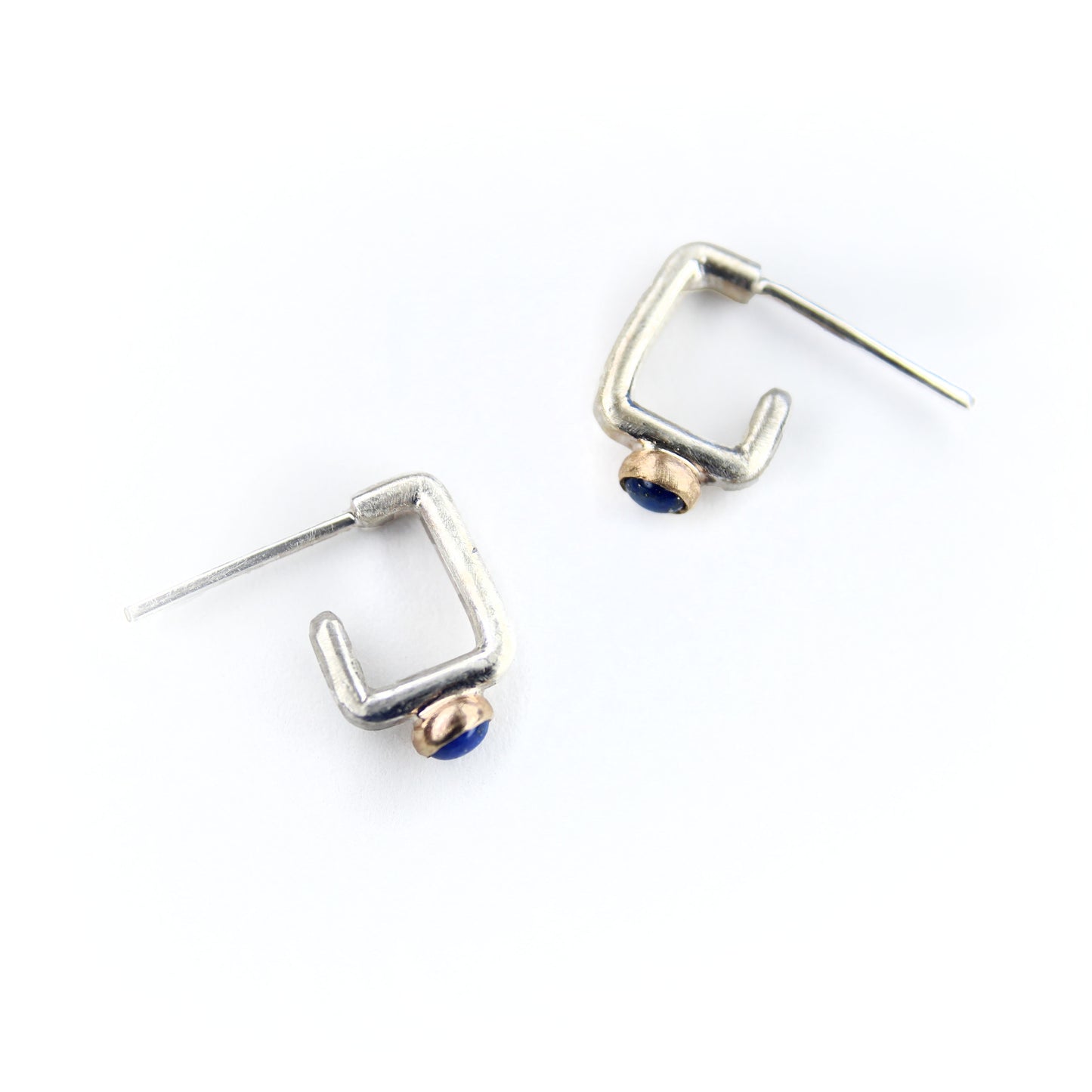 Bottom set Huggie Earring in Recycled Sterling Silver and 14k