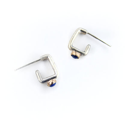 Bottom set Huggie Earring in Recycled Sterling Silver and 14k