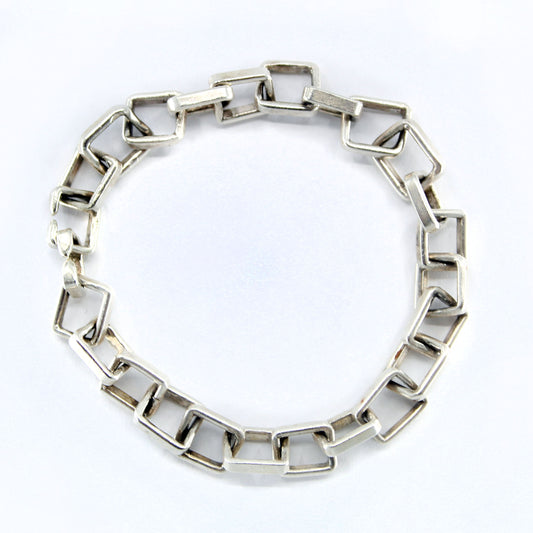 Not-So-Square Handmade Recycled Sterling Silver Chain Bracelet