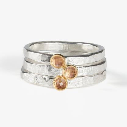 Fair Trade Oregon Sunstone Sterling Silver 14k Stacking Ring