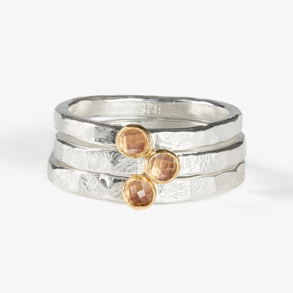Oregon Sunstone Sterling Silver 14k Stacking Ring