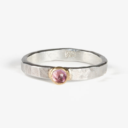 Pink Sapphire Sterling Silver 14k Stacking Ring