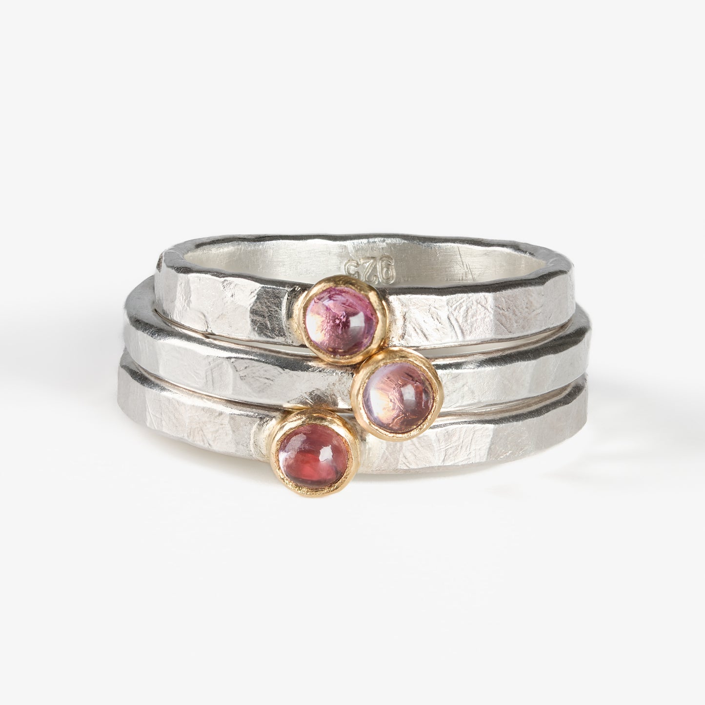 Pink Sapphire Sterling Silver 14k Stacking Ring
