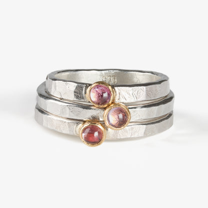 Pink Sapphire Sterling Silver 14k Stacking Ring