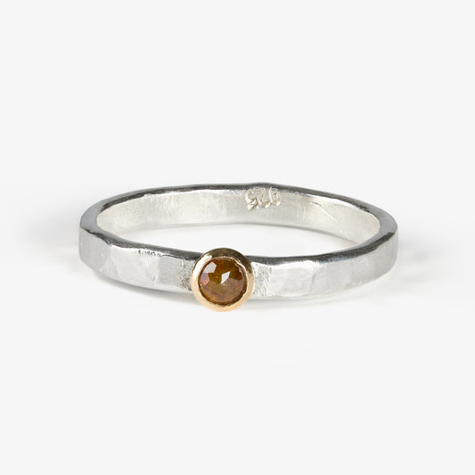 Ugly Untraceable Dirty Red Diamond Stacking Ring in Sterling Silver with 14k
