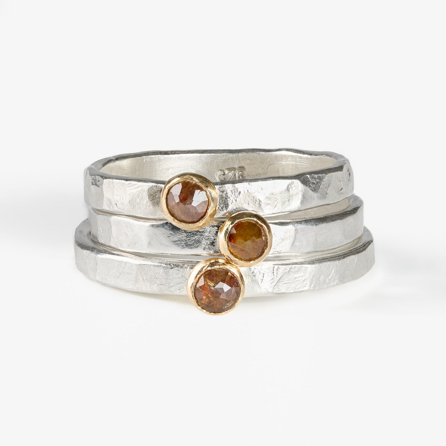 Ugly Untraceable Dirty Red Diamond Stacking Ring in Sterling Silver with 14k